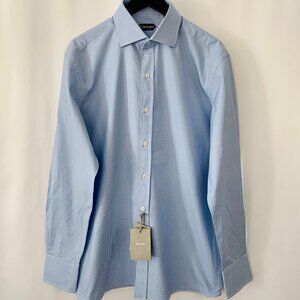 NEW TOM FORD Light Blue Cotton Shirt US 17 43 G Made in Switzerland MSRP $670
